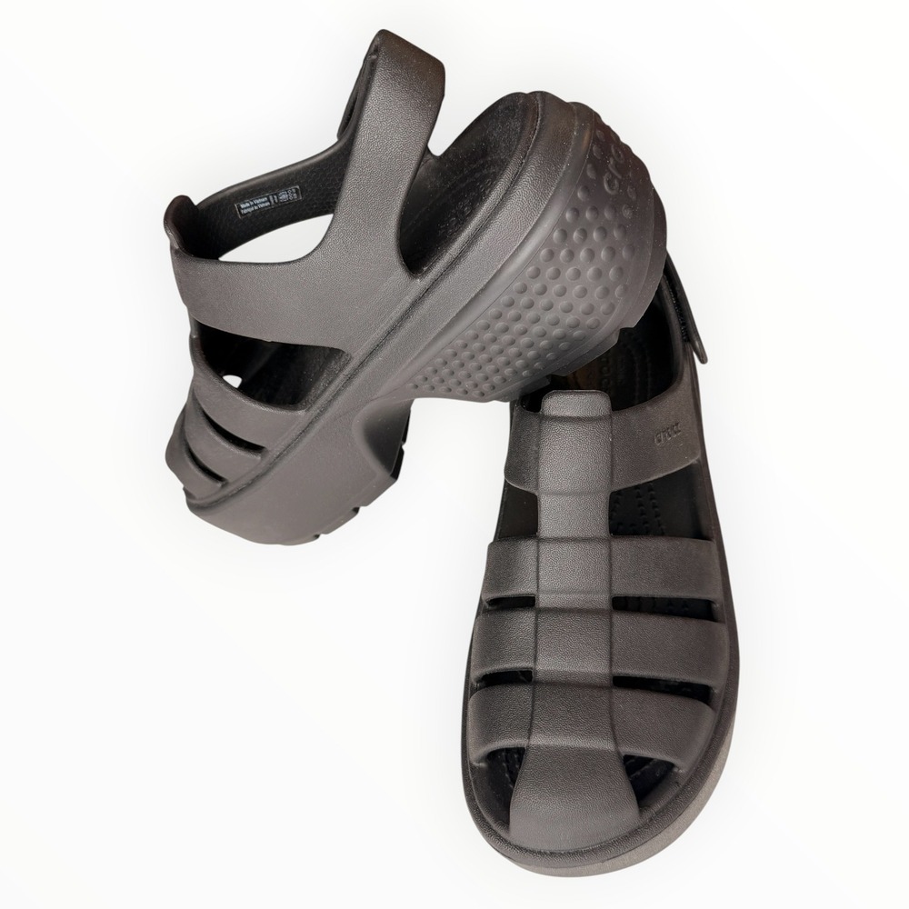 Crocs Stomp Fisherman Sandal Black Platform Caged Gladiator Chunky Women's 6 - Picture 4 of 10